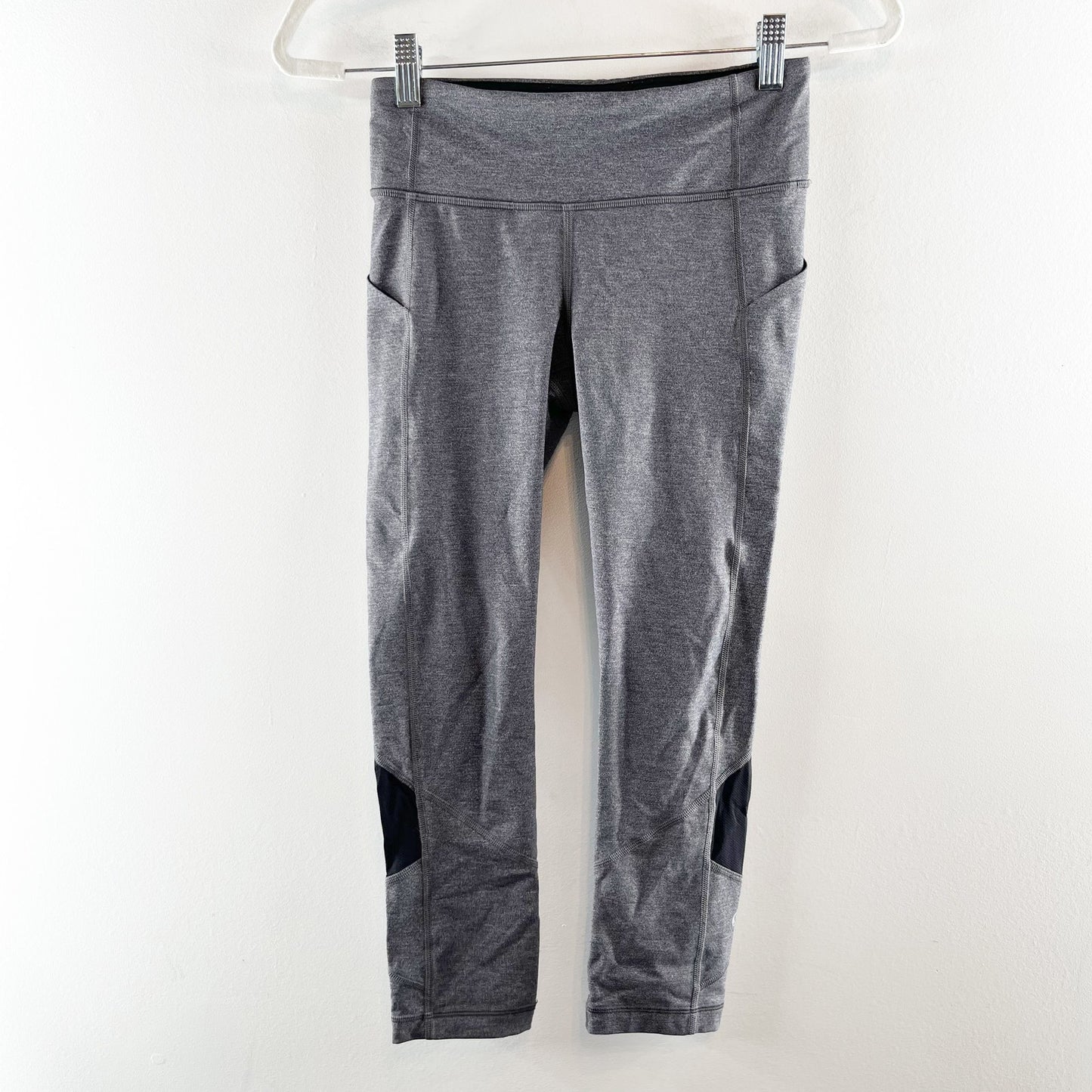 Lululemon Pace Rival Crop 19" Leggings Heathered Black Slate Gray 4