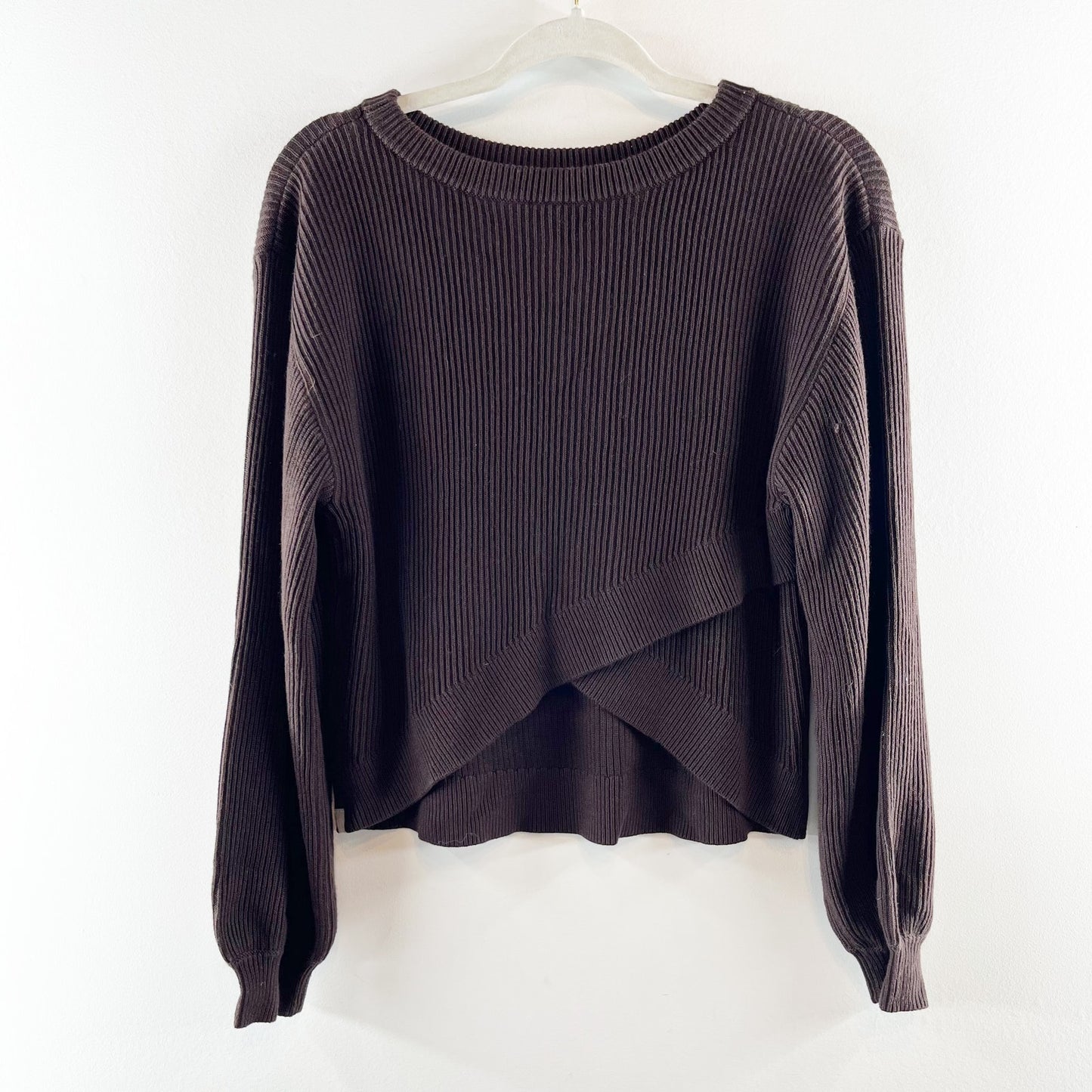 Lululemon Long Sleeve Boxy Reversible Crossover Sweater Espresso Brown 6