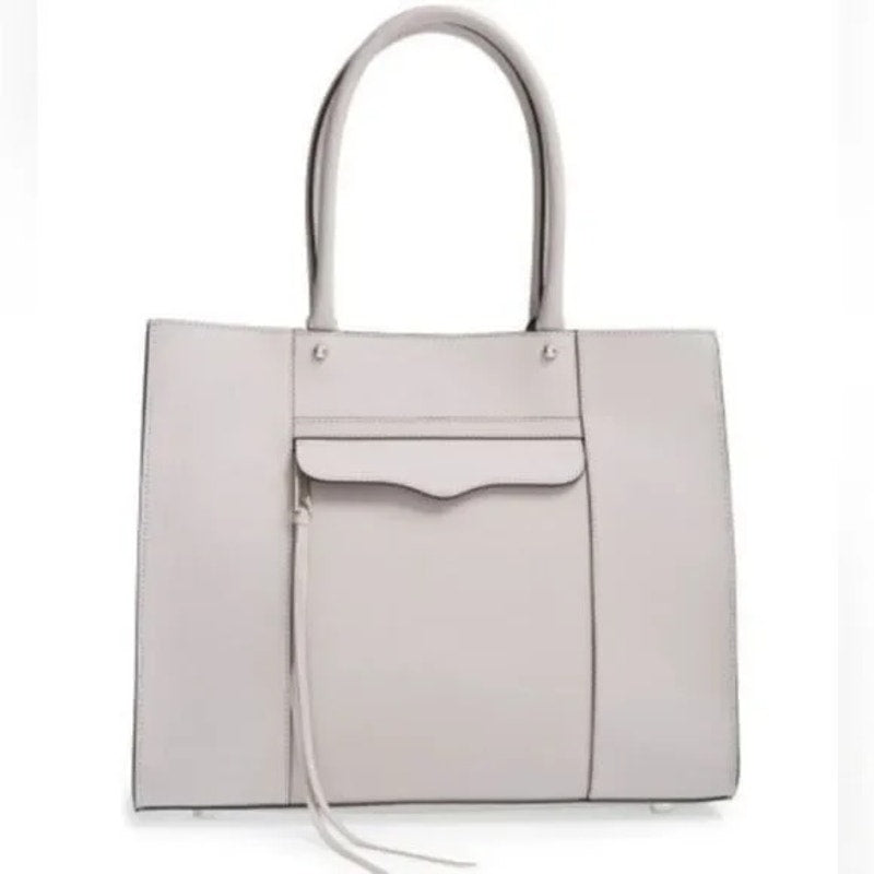 Rebecca Minkoff MAB Leather Square Tote Bag Purse Gray