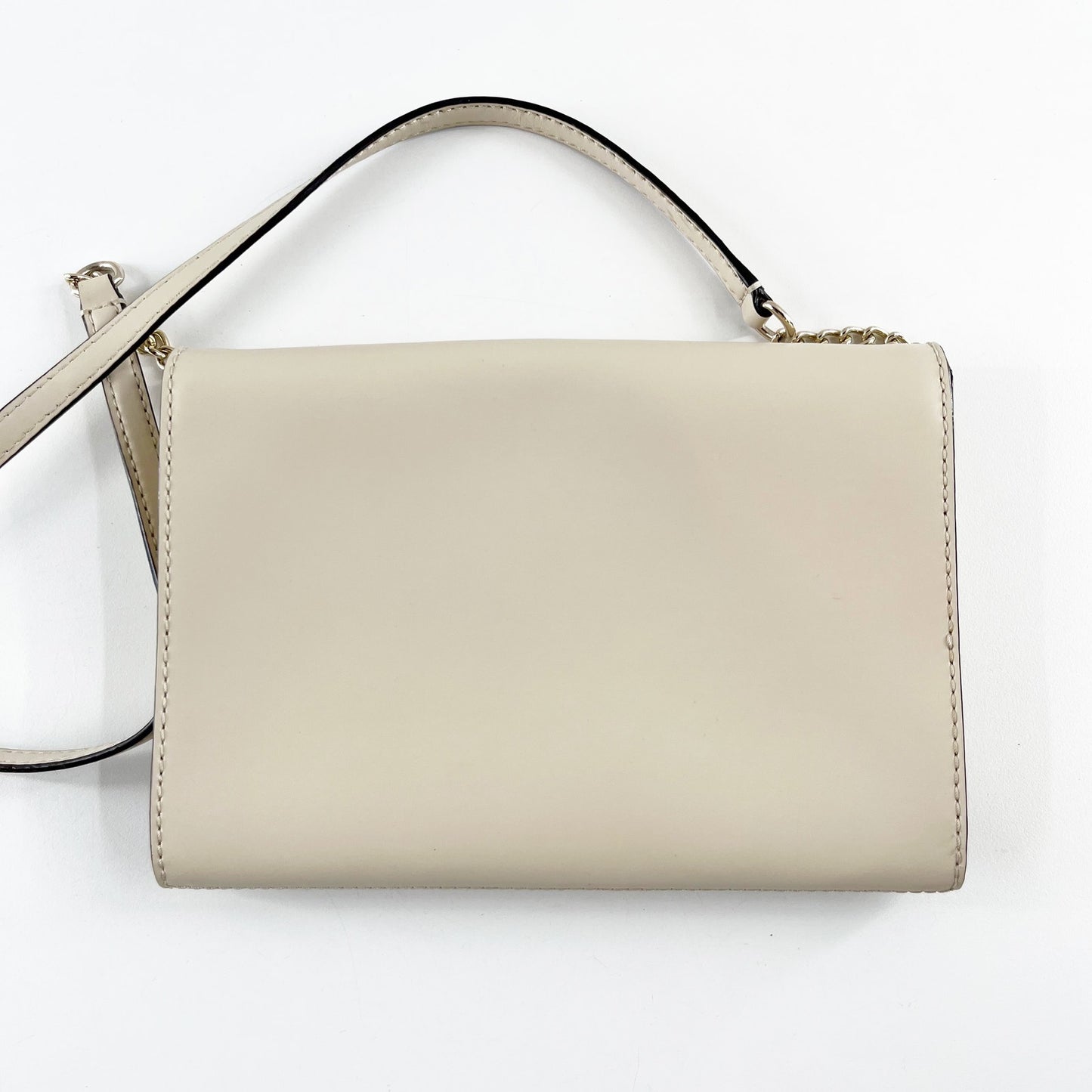 Kate Spade Fiona Leather Crossbody Flap Purse Bag Cream