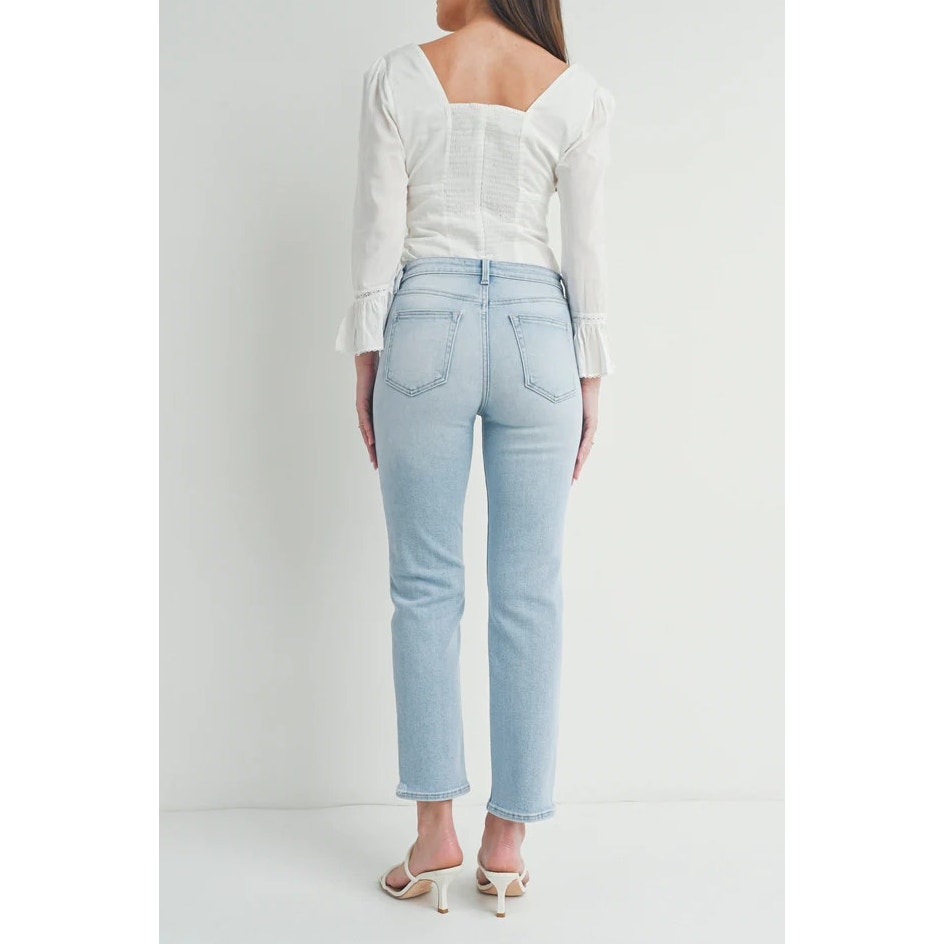Just Black Denim The Arrow Light Wash High Waisted Straight Jeans Blue 27
