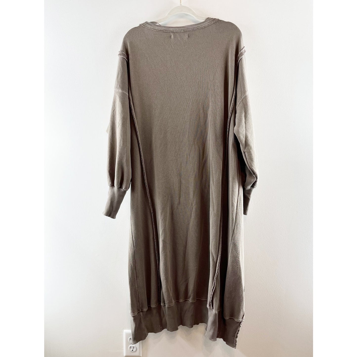Free People Camden Long Sleeve Oversized Maxi Sweatshirt Dress Dolphin Gray XS