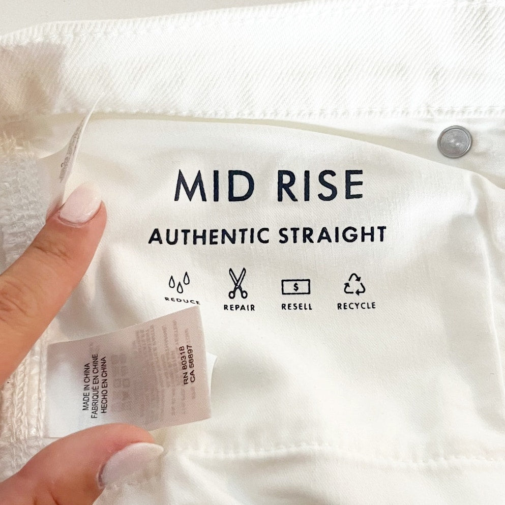 Lucky Brand Mid-Rise Cropped Button-Fly Authentic Straight Jeans White 10 / 30