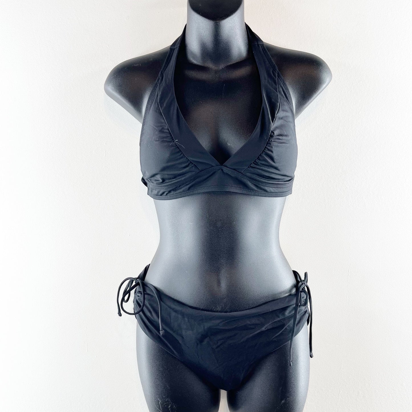 Athleta Shirrendipity Halter Bikini Top and Cinch Bottoms Black XS / Medium