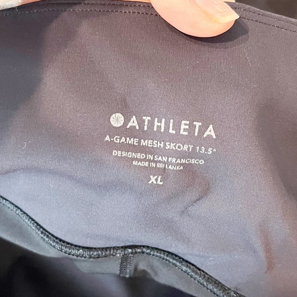 Athleta A Game Mesh Skirt Skort 13.5" Tennis Golf Active Black XL