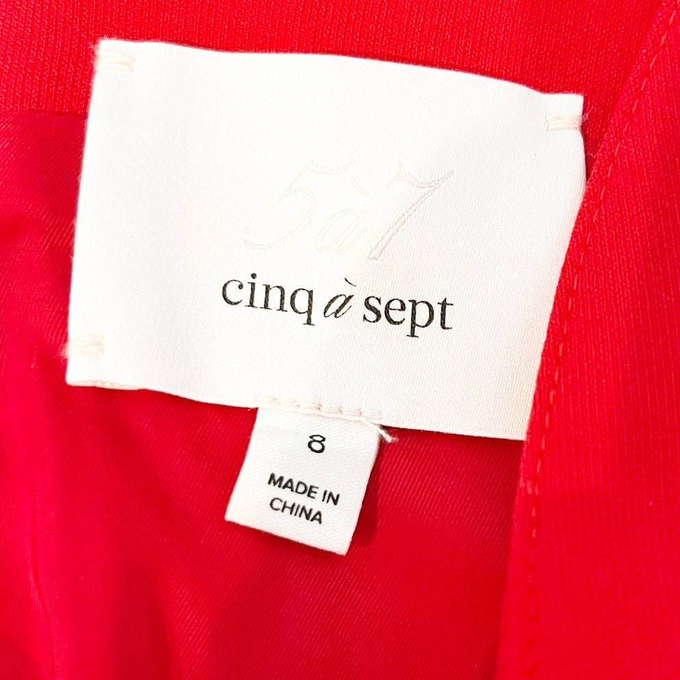 Cinq à Sept Sleeveless Plunging V-Neck Side Slit Slip Midi Dress Red US 8