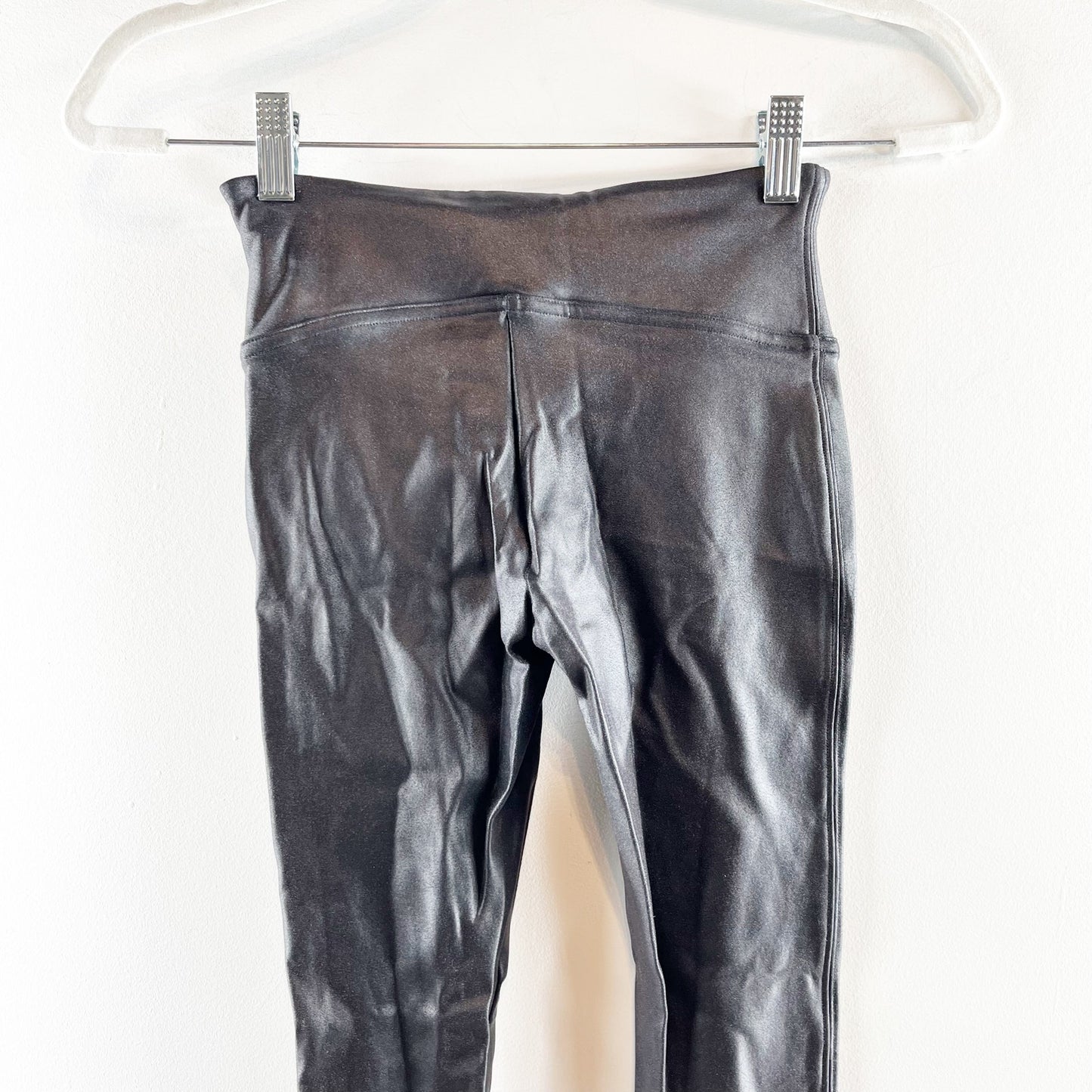Spanx High Rise Compression Faux Leather Leggings Black XS