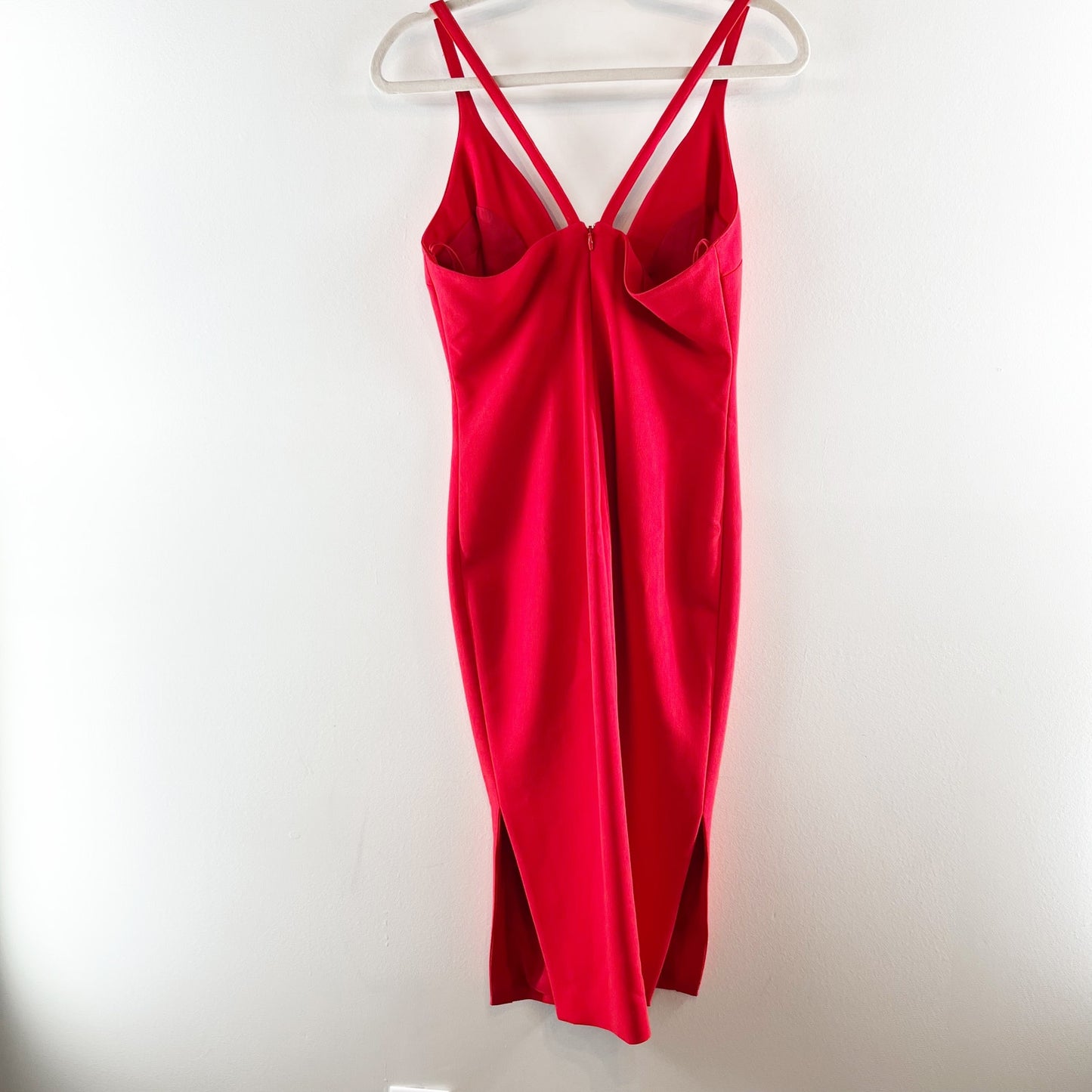 Cinq à Sept Sleeveless Plunging V-Neck Side Slit Slip Midi Dress Red US 8