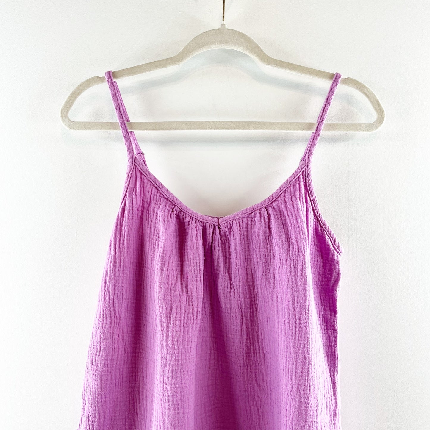Unchartered Threads Gauze Crinkle Ruffle Hem Mini Dress Purple Small