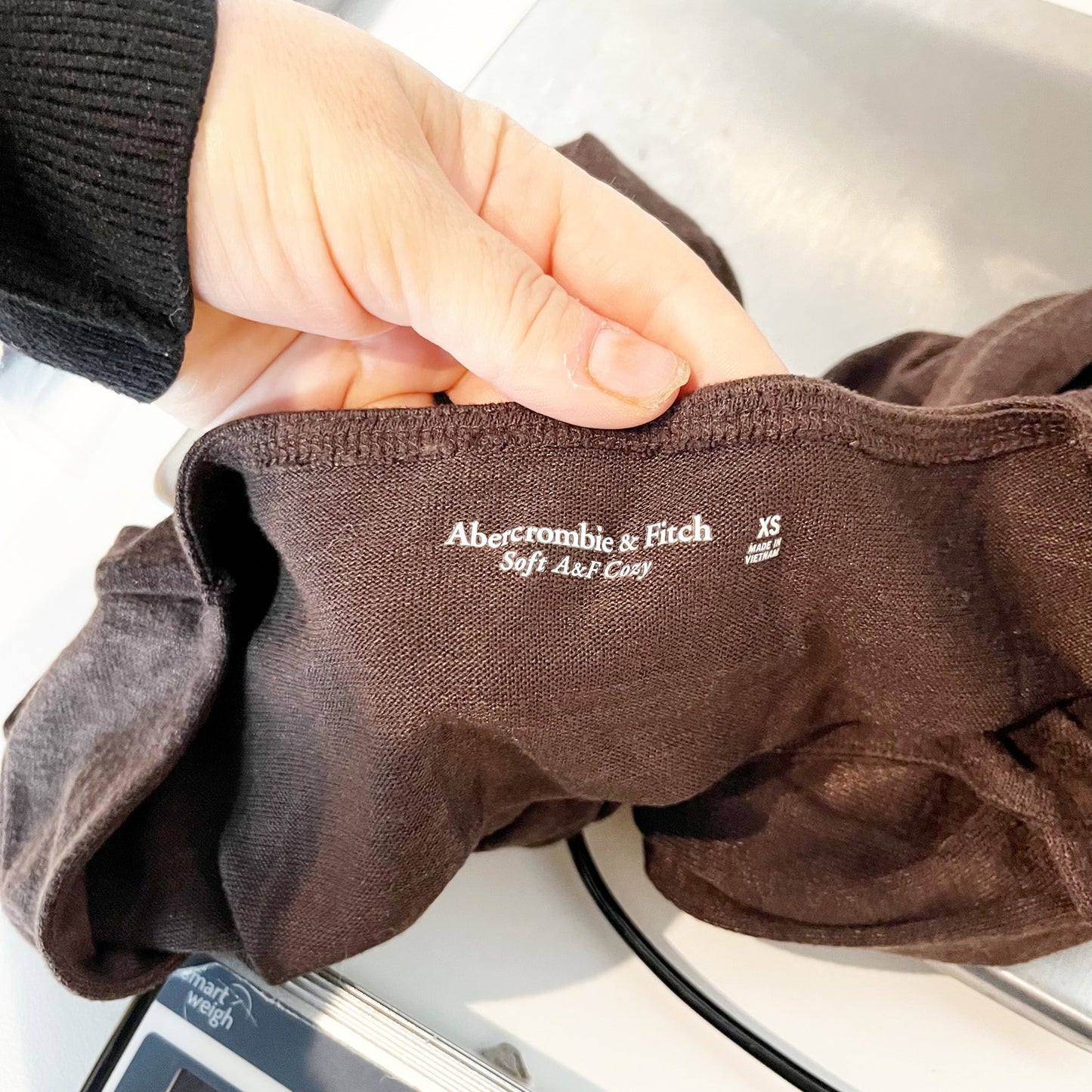 Abercrombie Square Neck Cozy Long Sleeve Bodysuit Top Brown XS