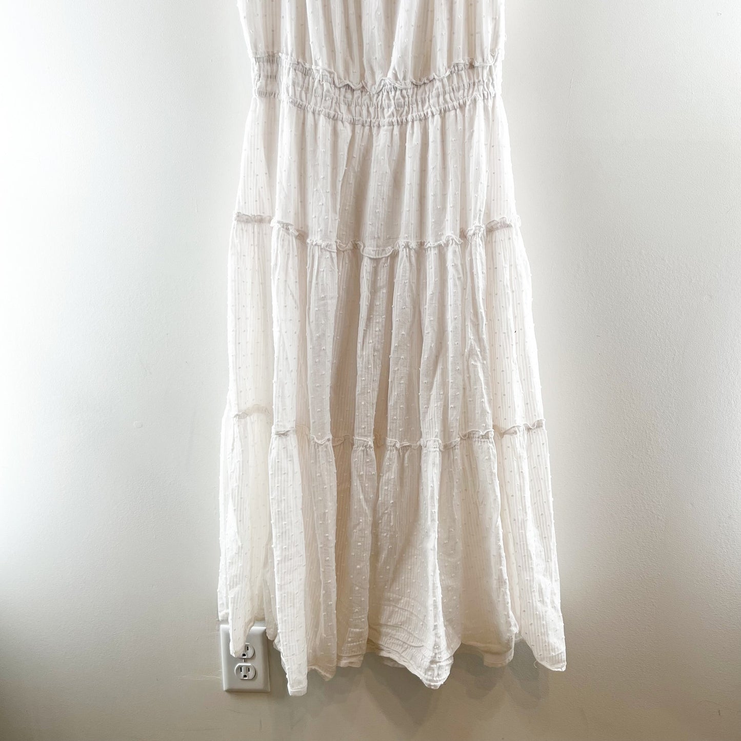 Tommy Hilfiger Cotton Puff Short Sleeve Tired Midi Dress White 10