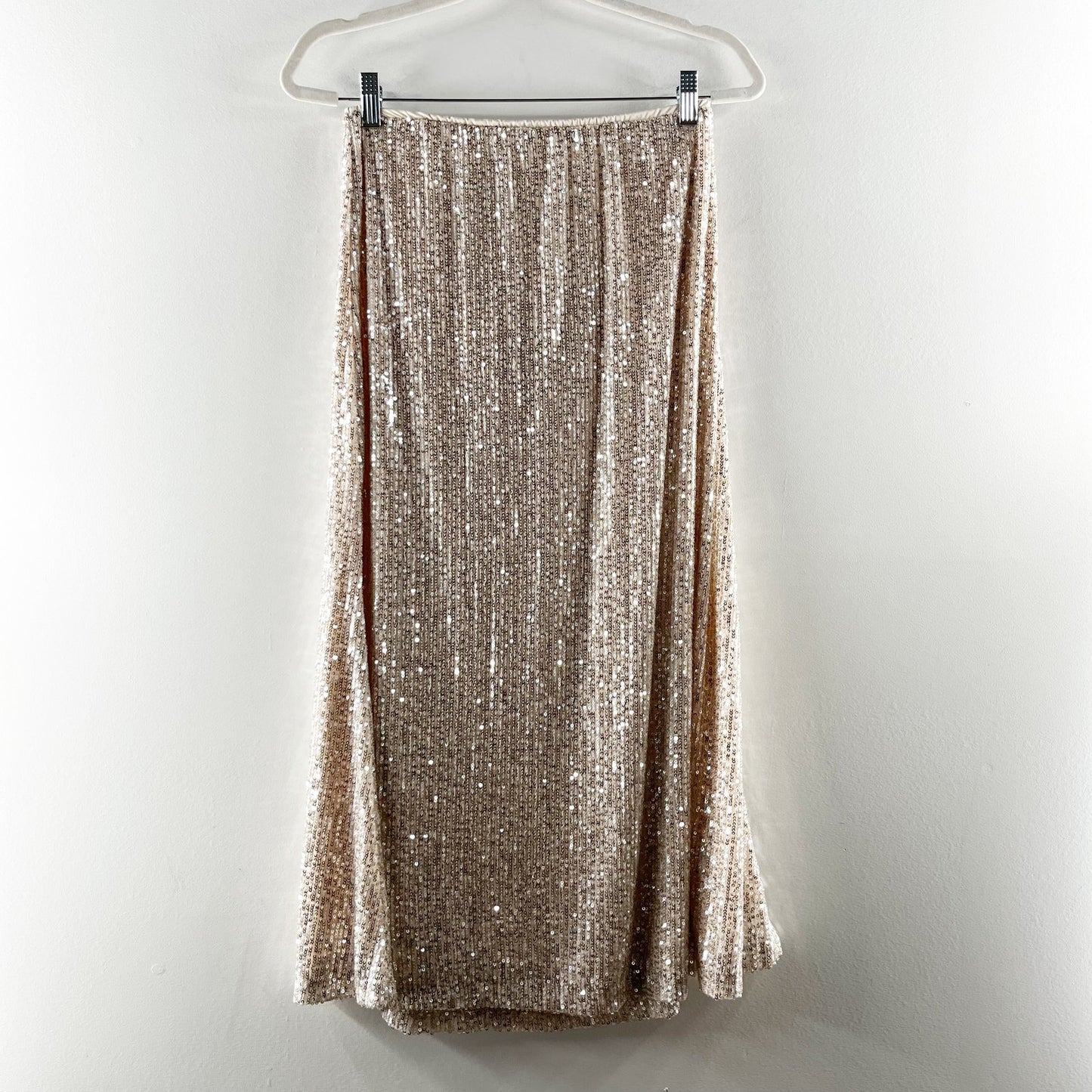 Old Navy High Waisted Sequin Lined Maxi Skirt Gold Medium Petite
