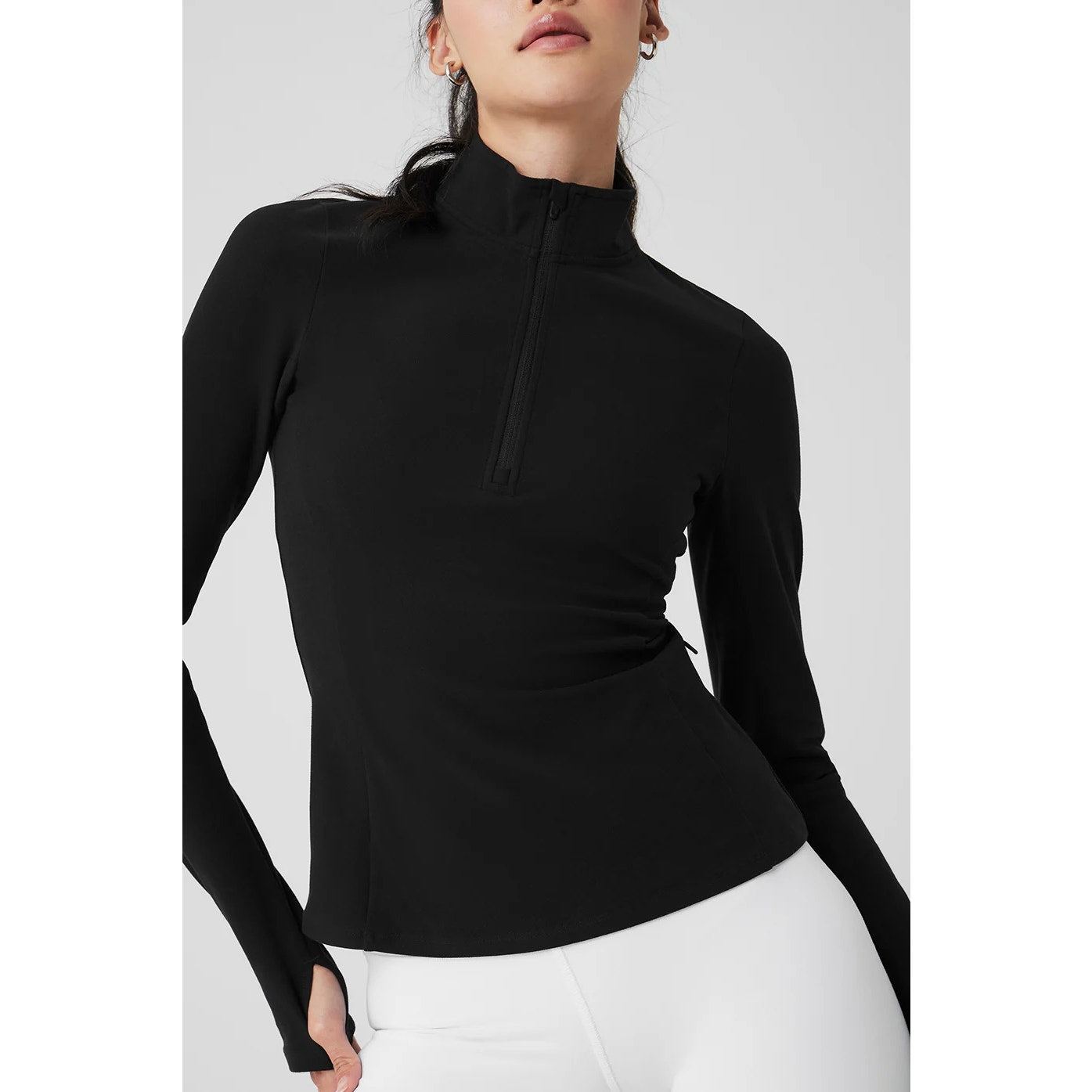 Alo Alosoft 1/2 Zip Rapid Long Sleeve Pullover Jacket Shirt Top Black Small