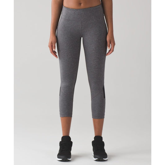 Lululemon Pace Rival Crop 19" Leggings Heathered Black Slate Gray 4