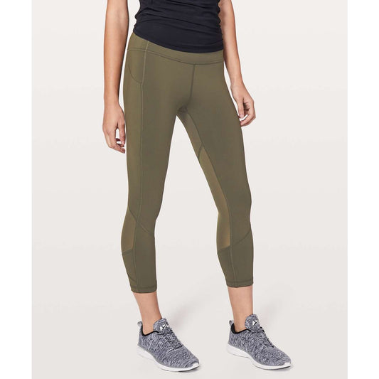 Lululemon Pace Rival Crop Leggings 22" Dark Olive Green 4