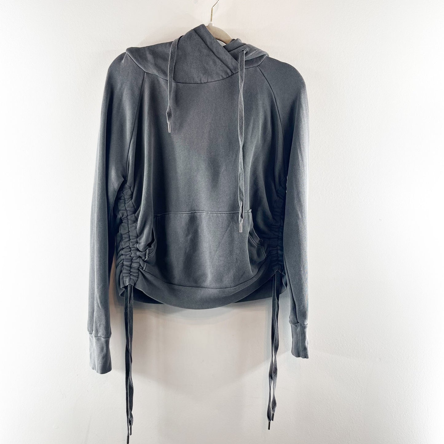NSF Clarah 100% Cotton Cinch Side Long Sleeve Kangaroo Pocket Hoodie Gray M