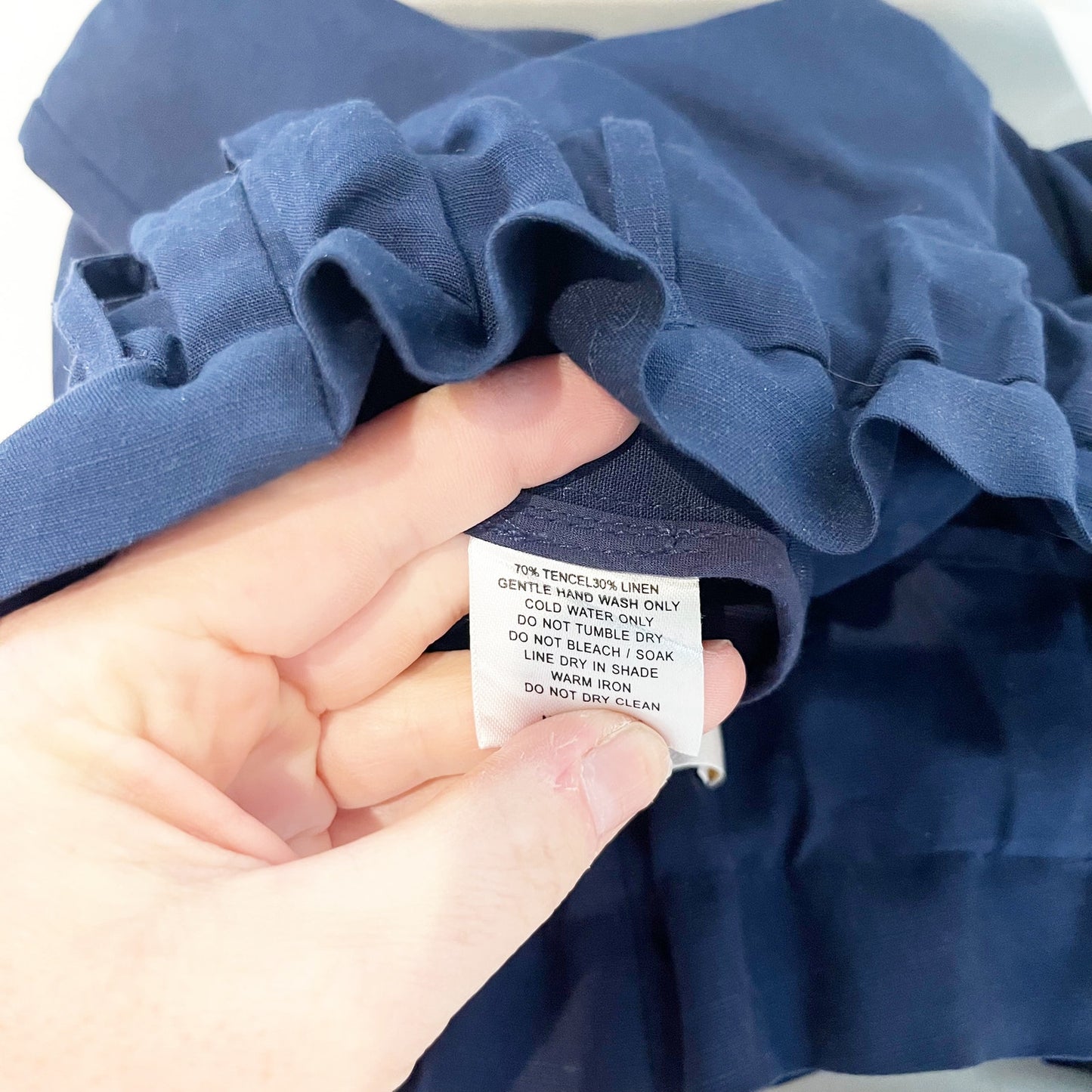 Sancia Lida Linen Paperbag High Rise Tapered Pants Navy Blue Small