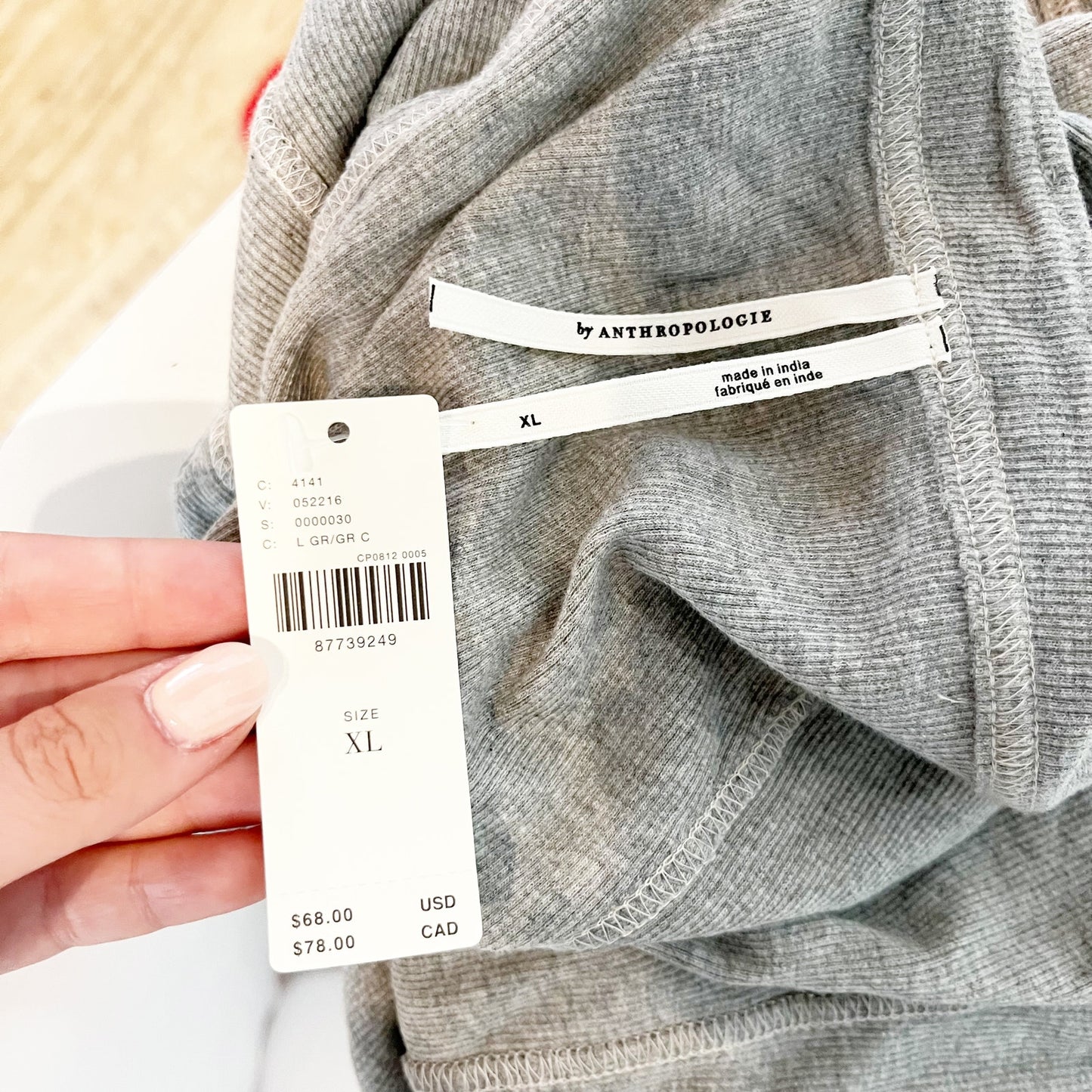 Anthropologie Sleeveless Contrast Stitch Mini Tank Dress Light Gray XL