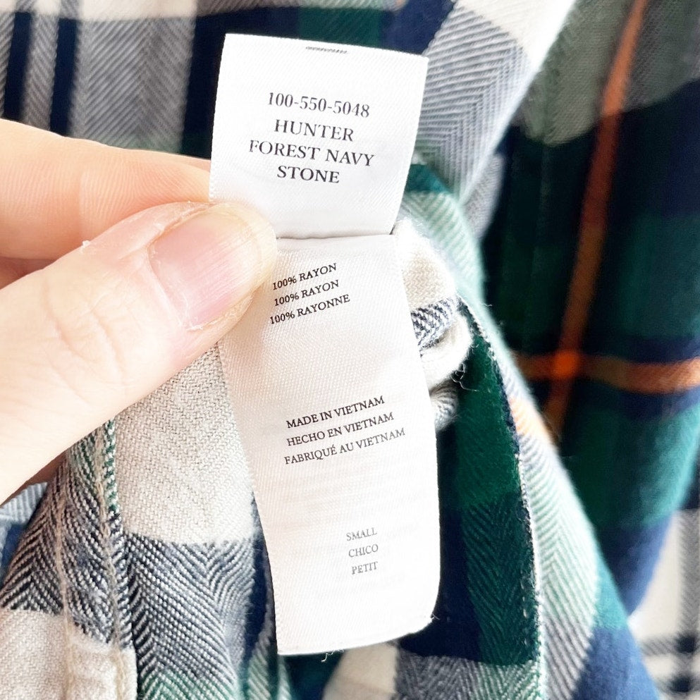 Rails Hunter Plaid Button Down Shirt Forest Navy Stone Green Small