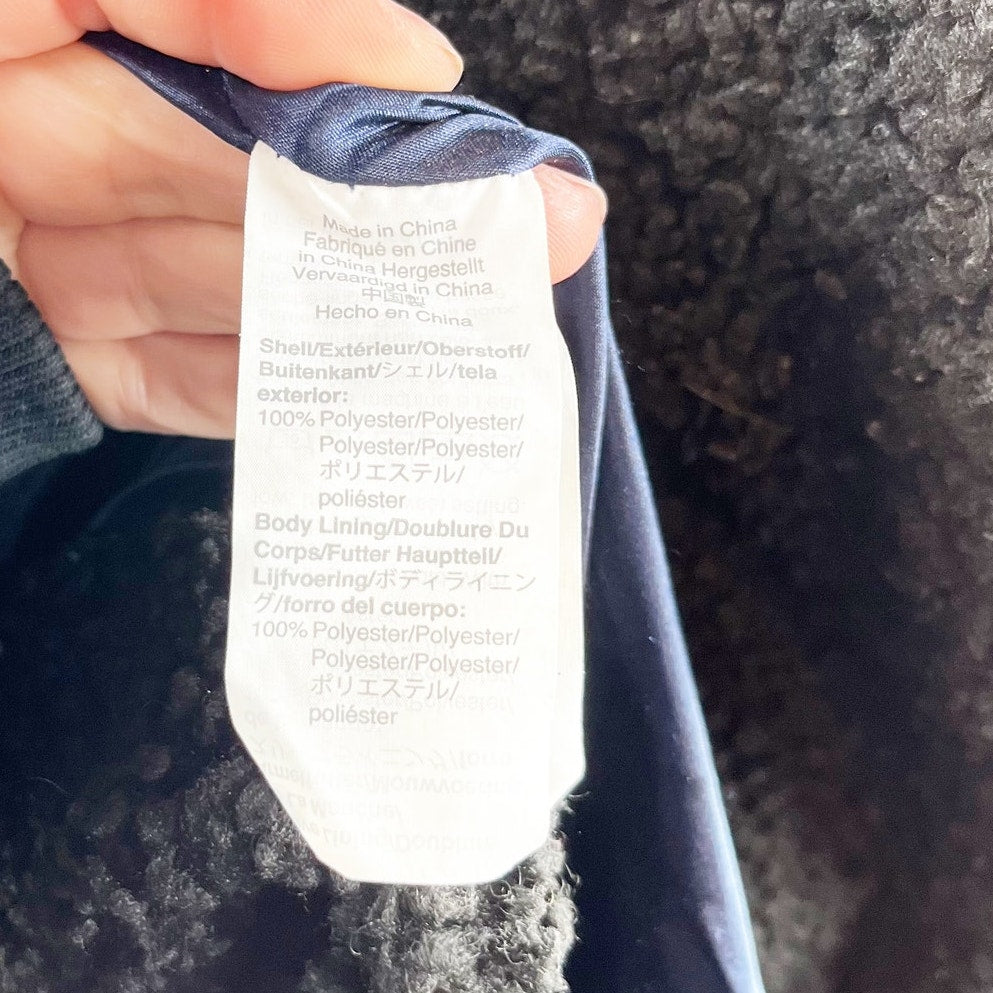 J. Crew Teddy Sherpa Topcoat Peacoat Mid Length Black Large