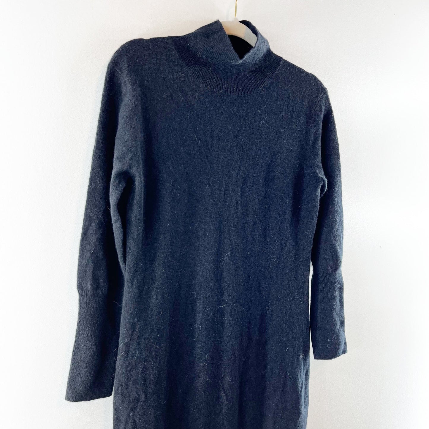 Quince Mongolian Cashmere Turtleneck Long Sleeve Midi Dress Black Small