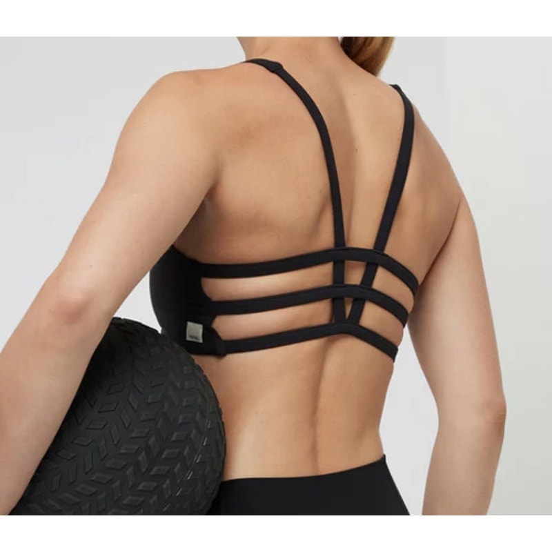 Vuori Yosemite Scoop Neck Strappy Back Sports Bra Black Large