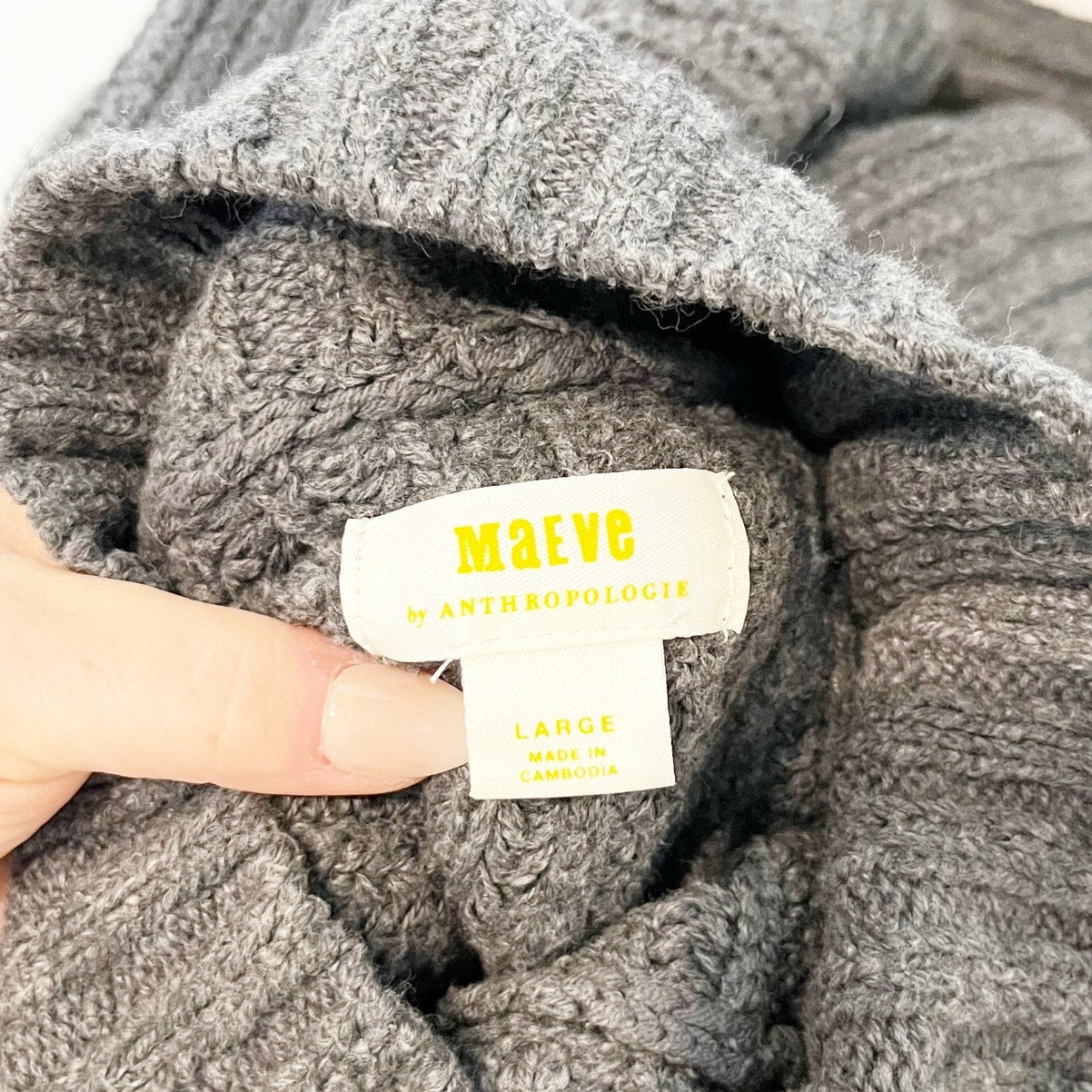 Maeve Anthropologie Dakotah Mock Neck Ribbed Long Sleeve Sweater Gray Large