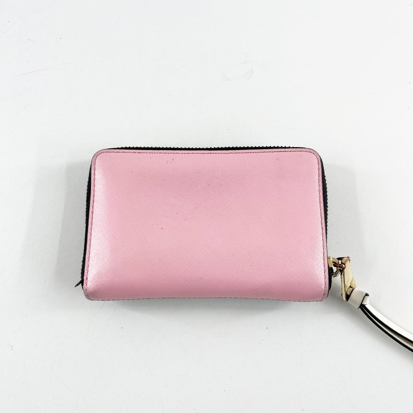 Marc Jacobs Mini Compact Leather Snapshot Zip Around Wallet Black Pink