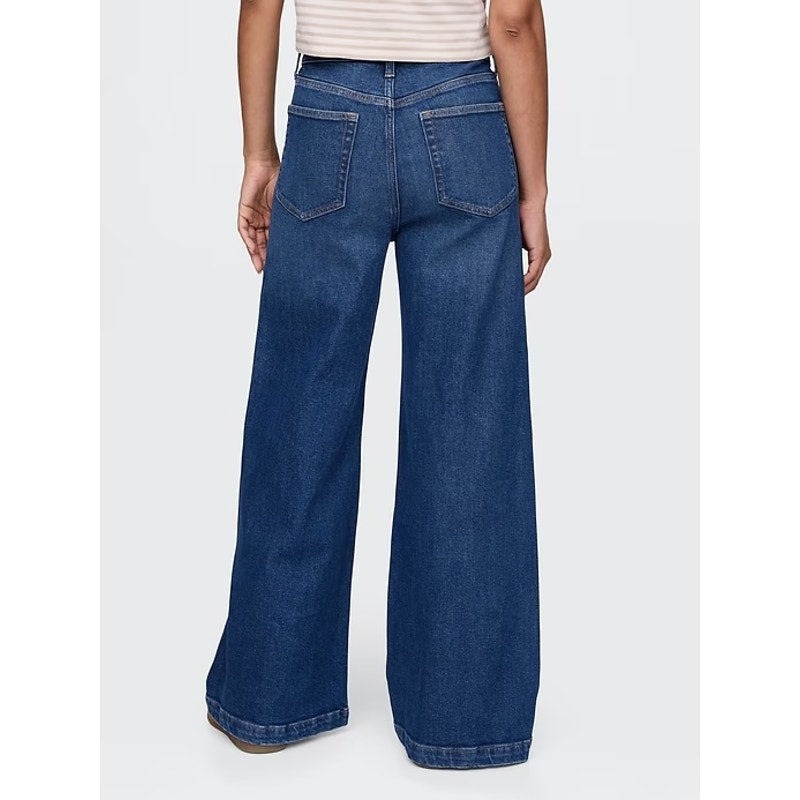 GAP High Rise Stride Wide Leg Jeans Medium Indigo Blue 32 / 14