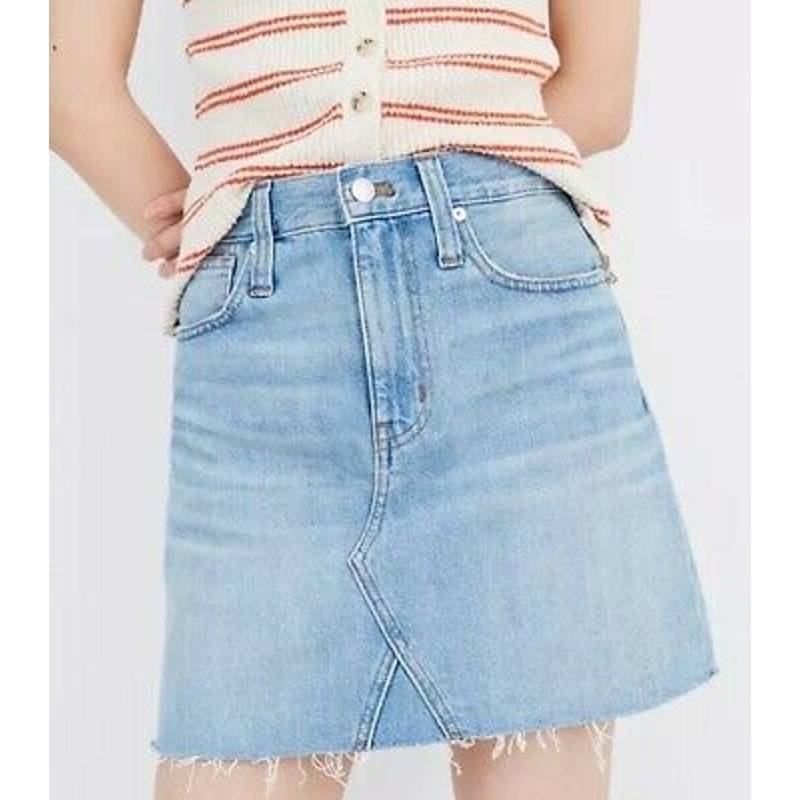 Madewell Rigid Denim A-Line Mini Skirt Raw Hem Blue 25 / 0