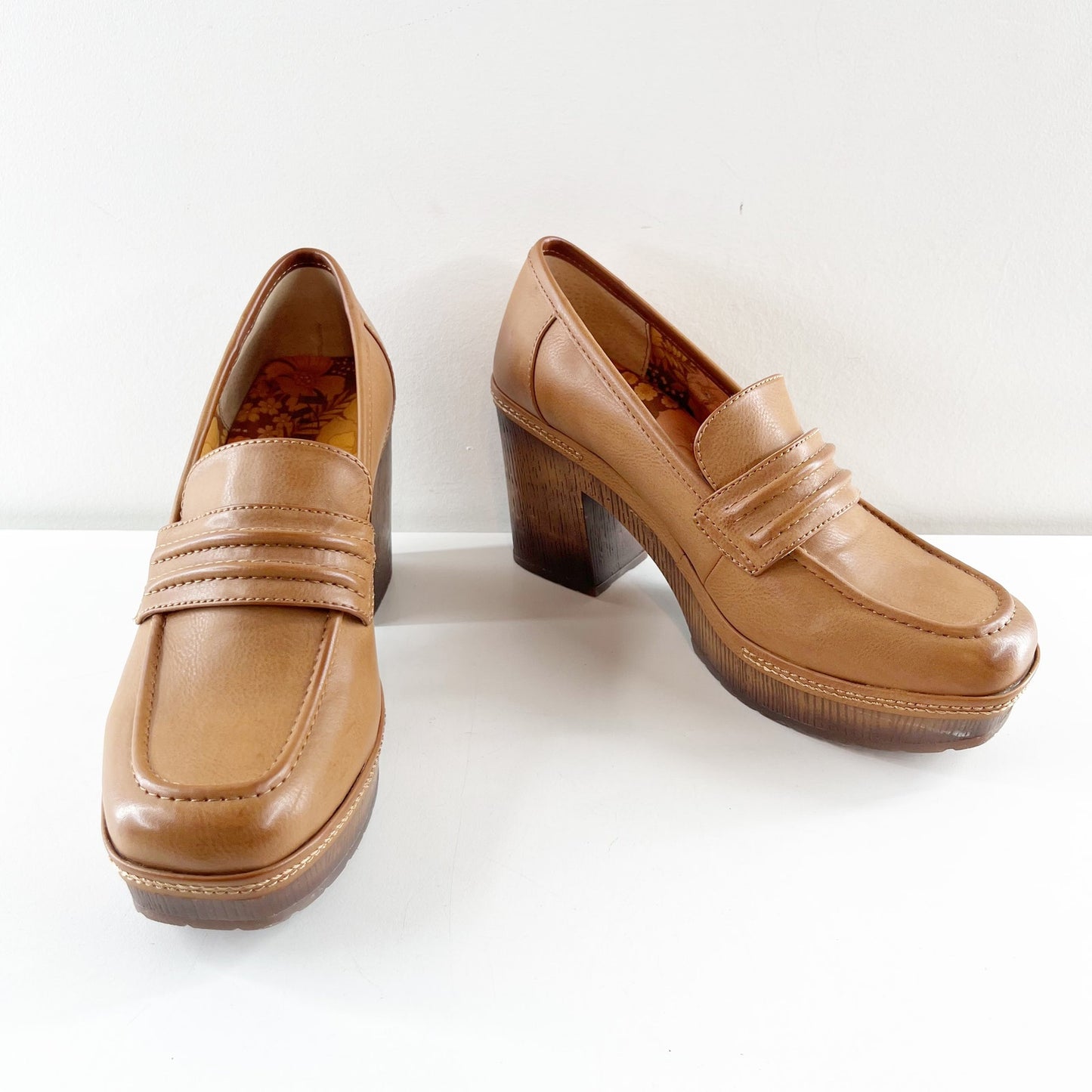 Korks Regina Penny Loafer Platform Oxford Heeled Shoe Brown 7.5