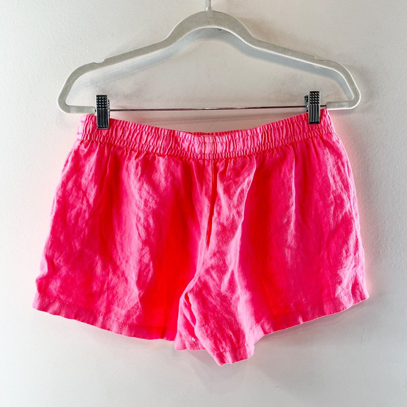 Lilly Pulitzer Mid Rise Pull On Linen Chino Shorts Hot Pink Medium