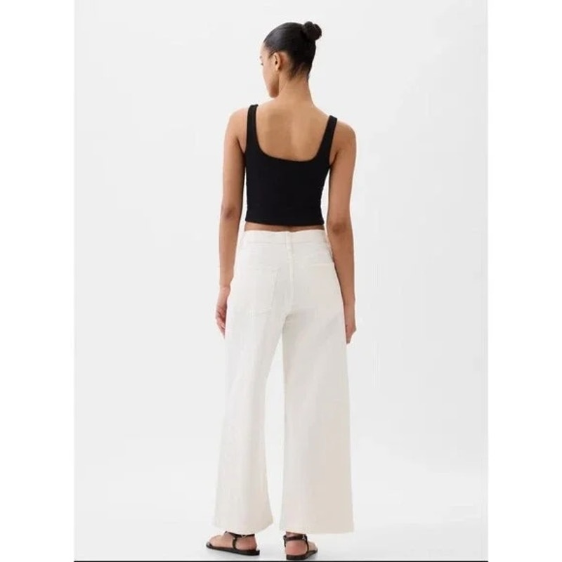 GAP High Rise Cropped Stride Ankle Wide Leg Jeans Optic White 12 Petite