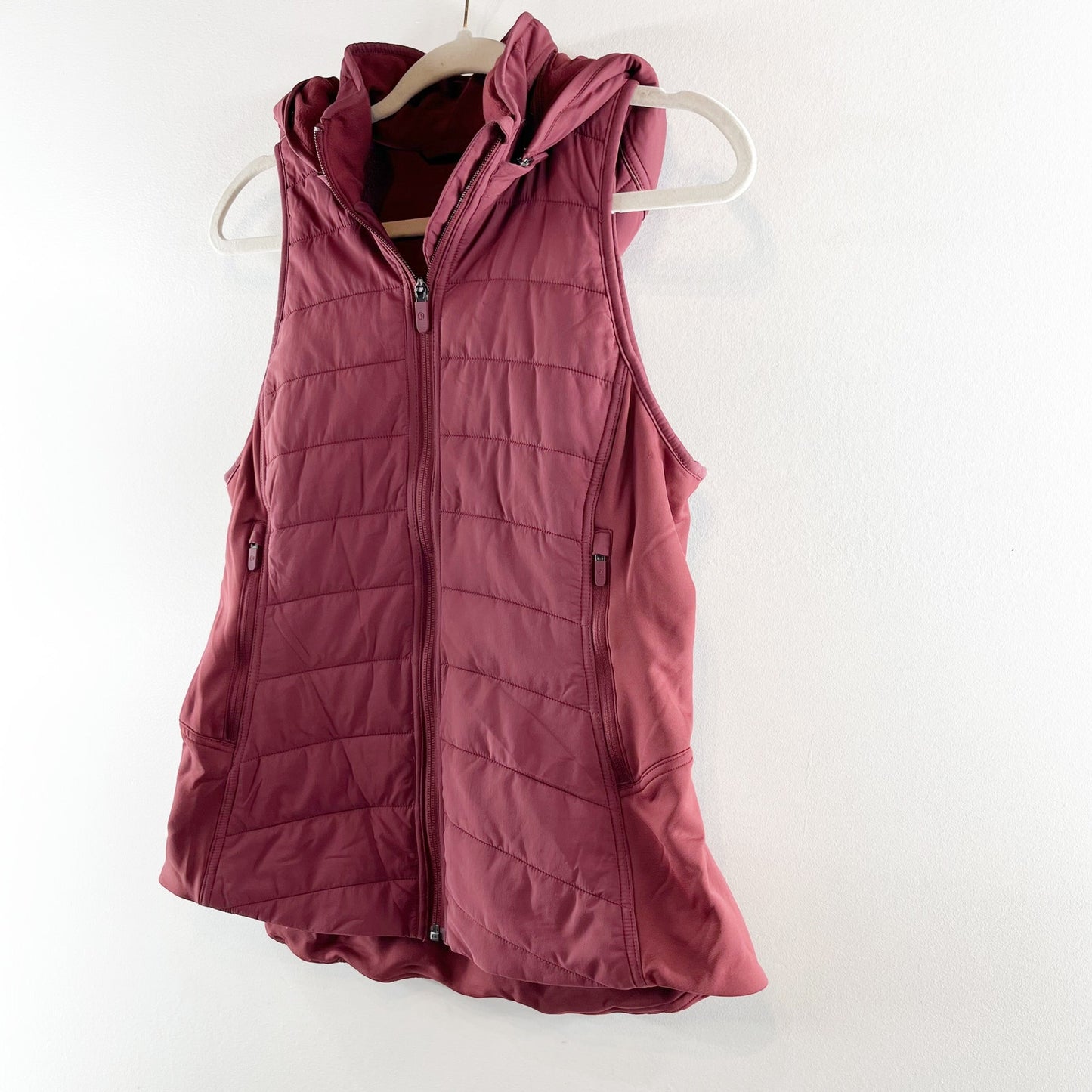 Lululemon Extra Mile Packable Puffer Hooded Vest Savannah Red Maroon 6