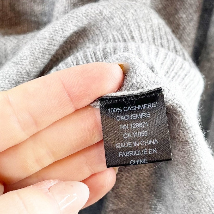 Skull Cashmere Turtleneck Long Sleeve Cashmere Sweater Gray Medium