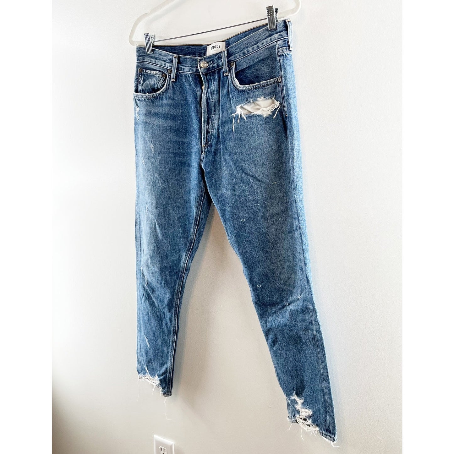 AGOLDE Jamie High Rise Chewed Hem Ankle Slim Skinny Jeans Blue 29 / 8