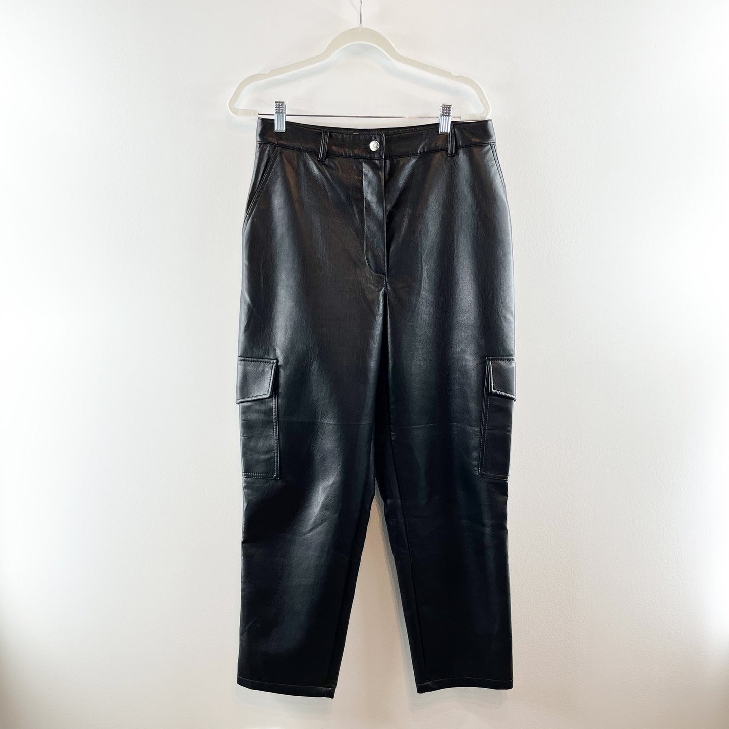 Wilfred Aritzia Faux Leather High Rise Modern Cargo Pants Black 12 / 31