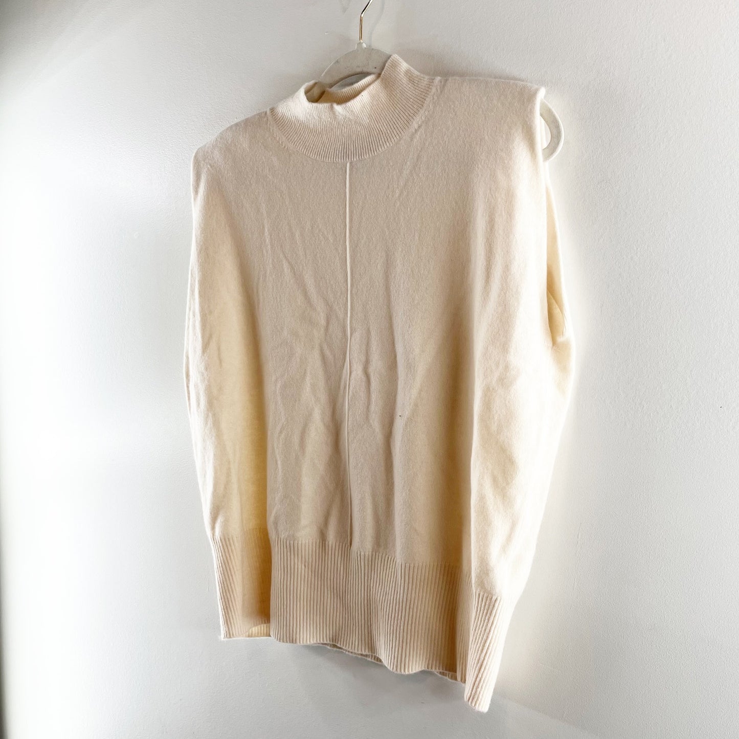 Banana Republic Franca Cashmere Padded Shoulder Sweater Sleeveless Cream Top L
