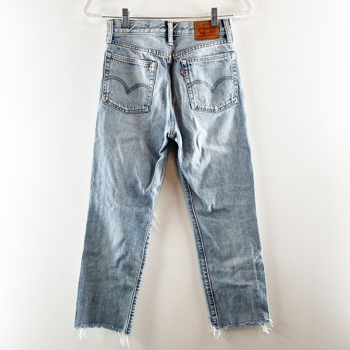 Levi's Premium Distressed Denim Frayed Hem Wedgie Straight Jean Lost Inside 27