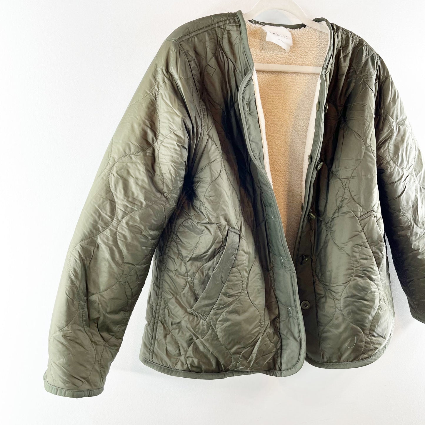Velvet Graham and Spencer Quilted Marissa Reversible Sherpa Jacket Green Small