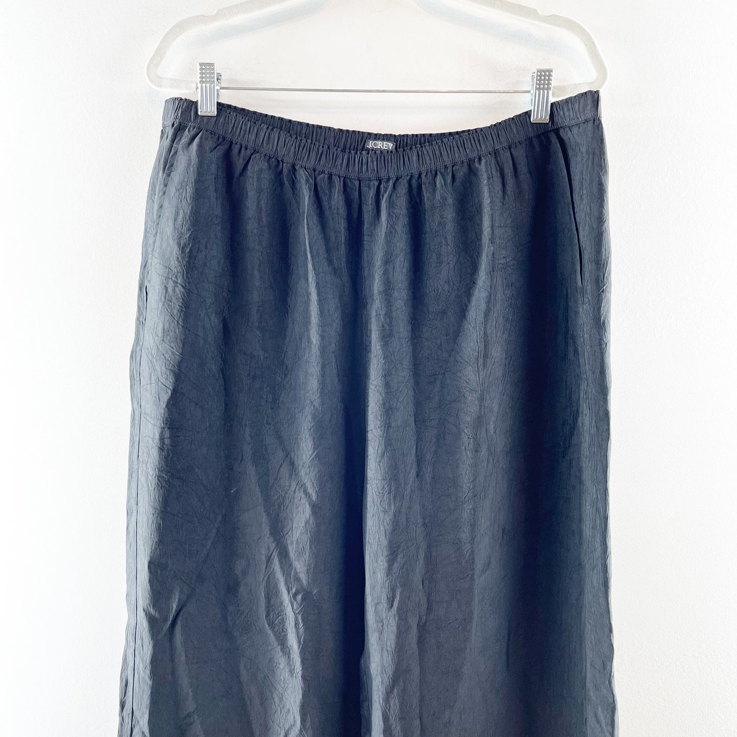 J. Crew Stratus Wide Leg Pants in Textured Satin Black Large