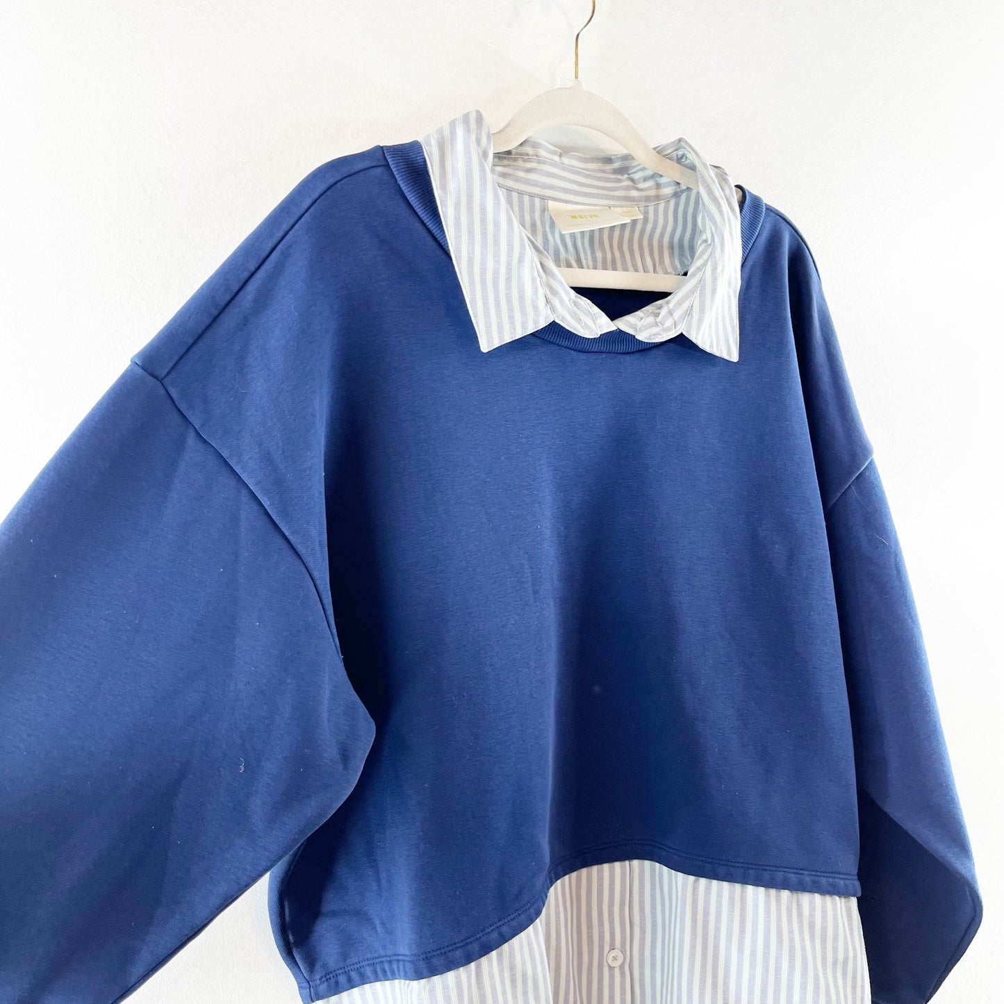 Maeve Anthropologie Long Sleeve Twofer Layered Oversized Sweatshirt Blue XL