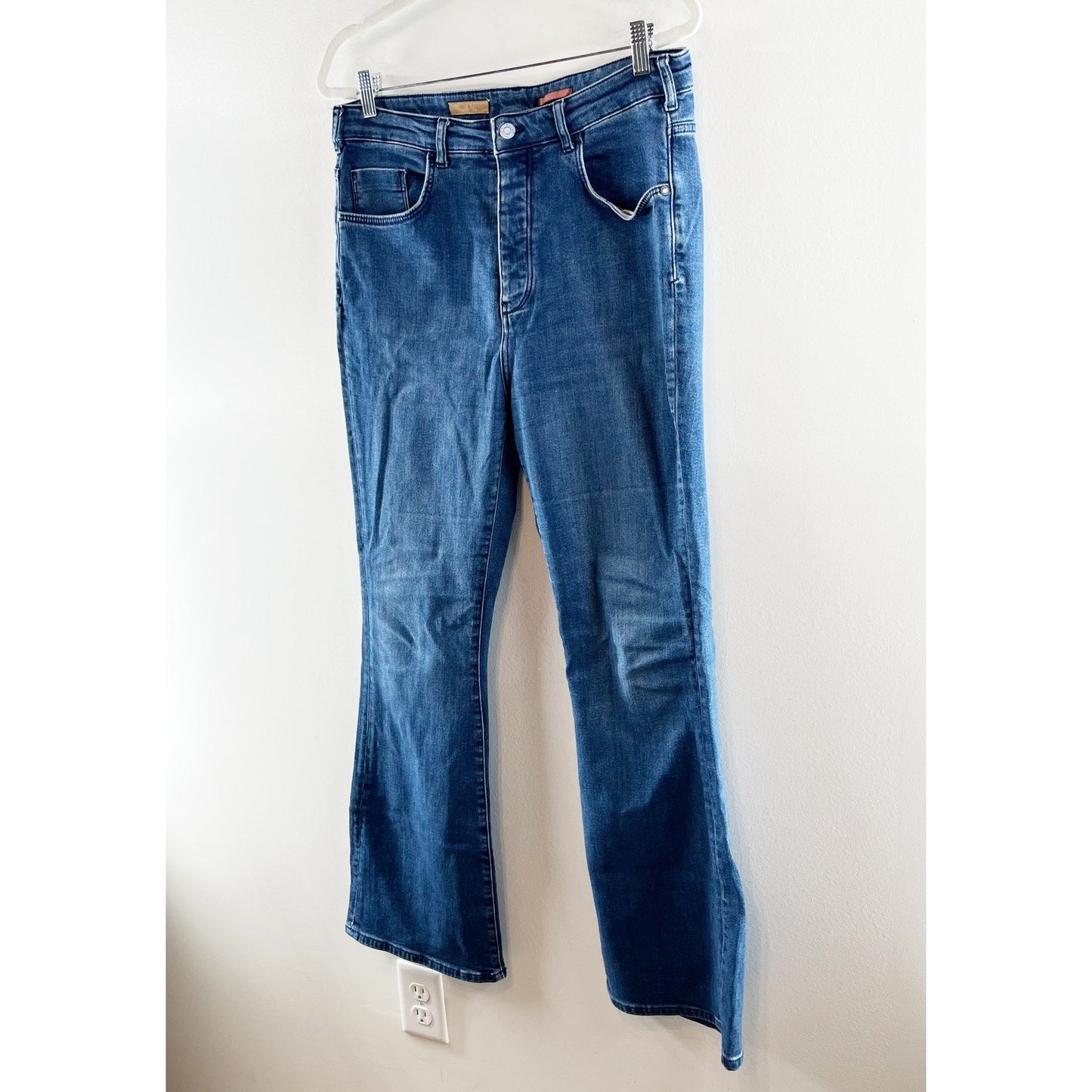Pilcro Anthropologie High Rise Icon Bootcut Button Fly Jeans Stretch Blue 31