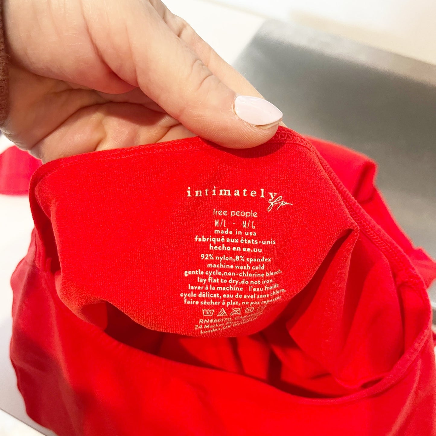 Intimately Free People Long Sleeve Seamless Crewneck Bodysuit Red Medium Large