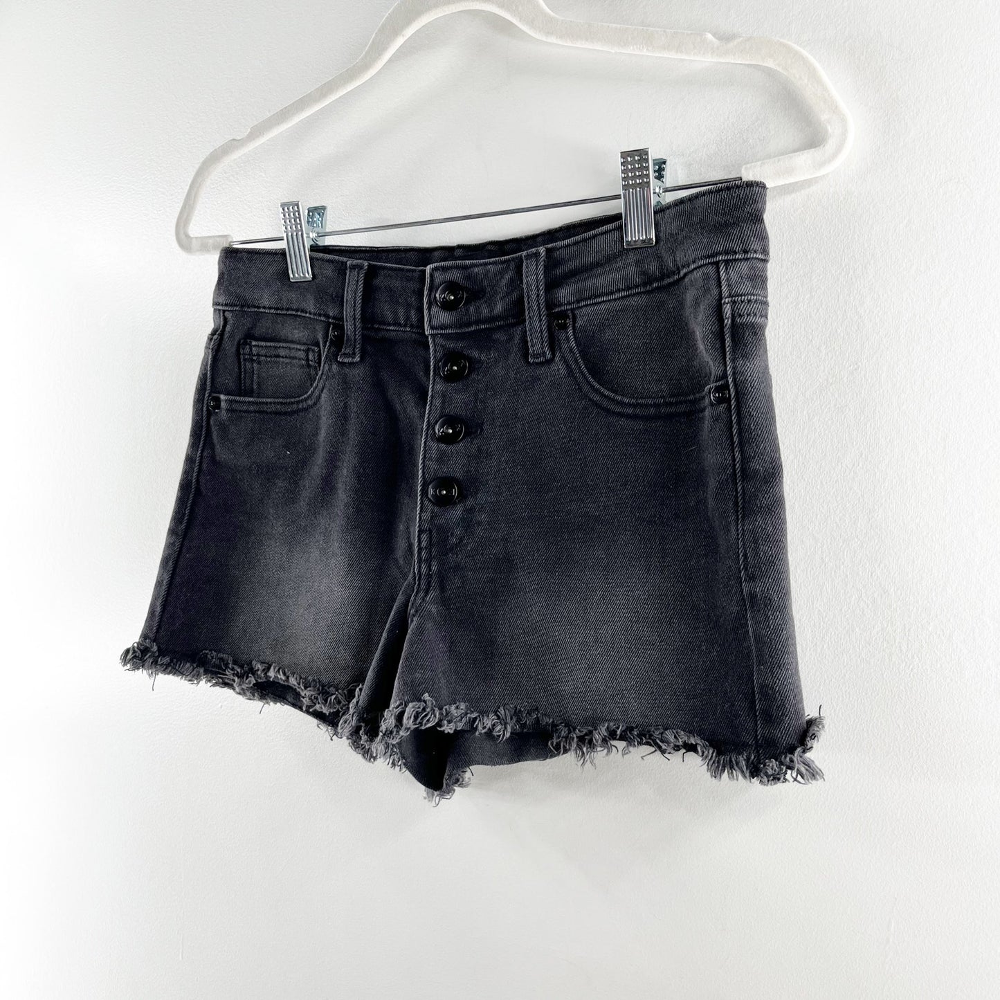 Kendall & Kylie High Rise Button Fly Hipster Shorts Black 5 / 27