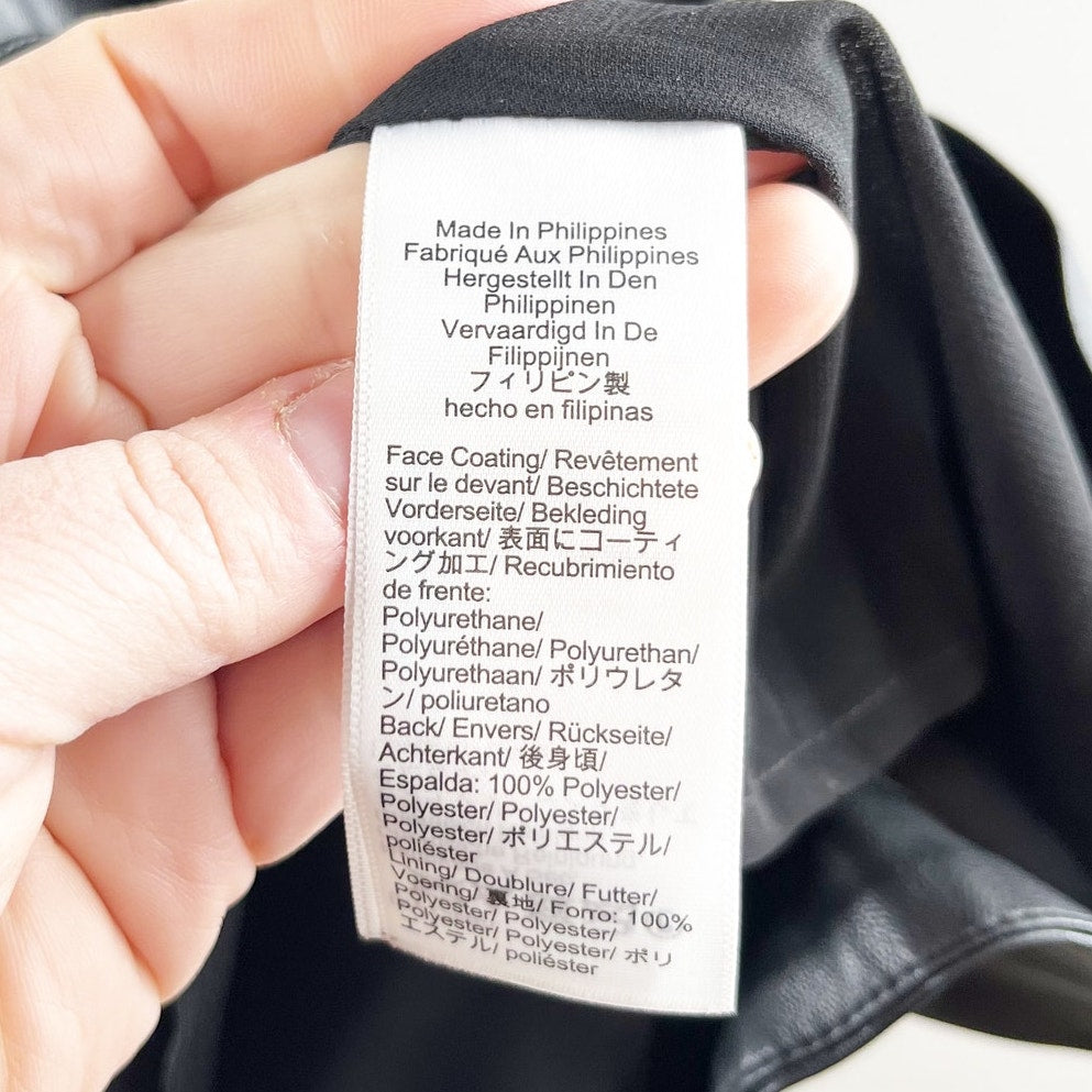 J. Crew Button Up Short Sleeve Faux Leather Mini Dress Black Medium