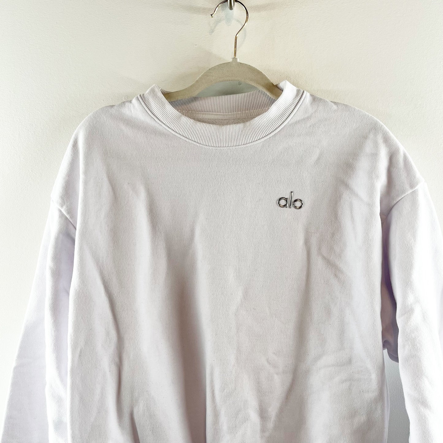 Alo Yoga Accolade Crewneck Oversized Pullover Sweatshirt White XS