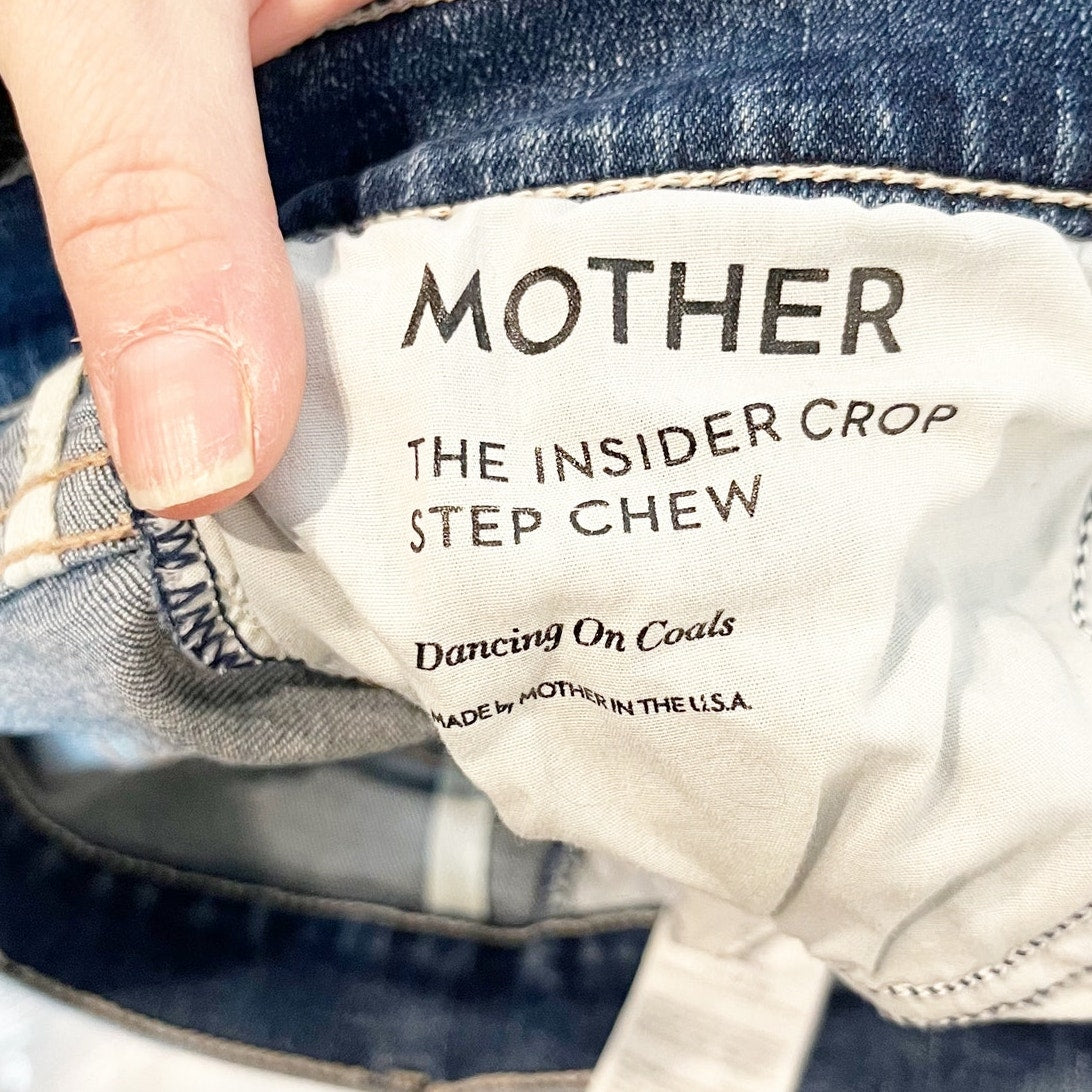 Mother The Insider Crop Step Chew Jeans Dancing On Coals Blue 24