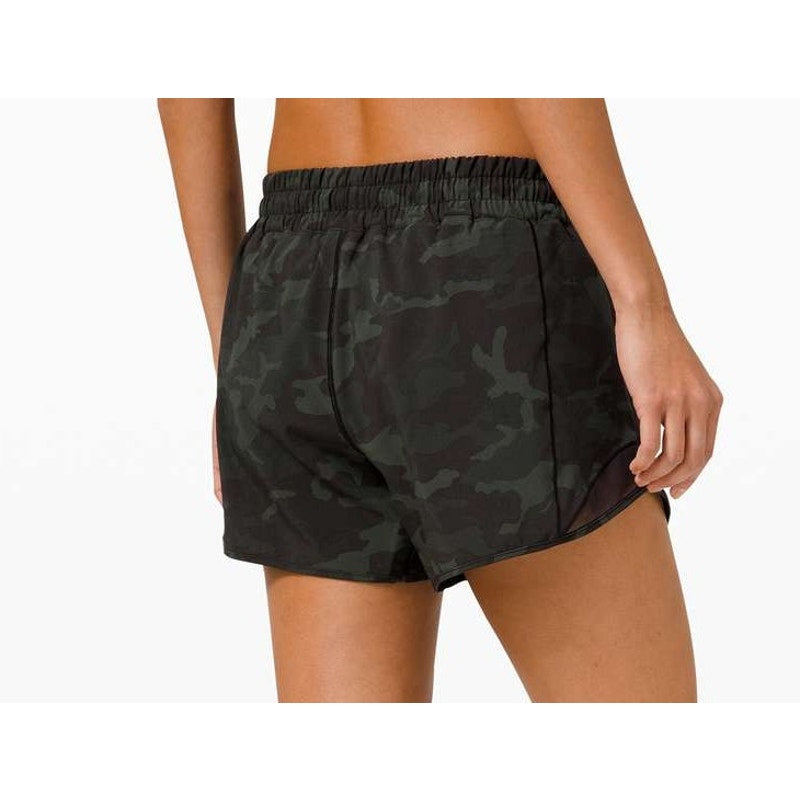 Lululemon Hotty Hot Short II Long 4" Incognito Camo Multi Gator Green Black 10