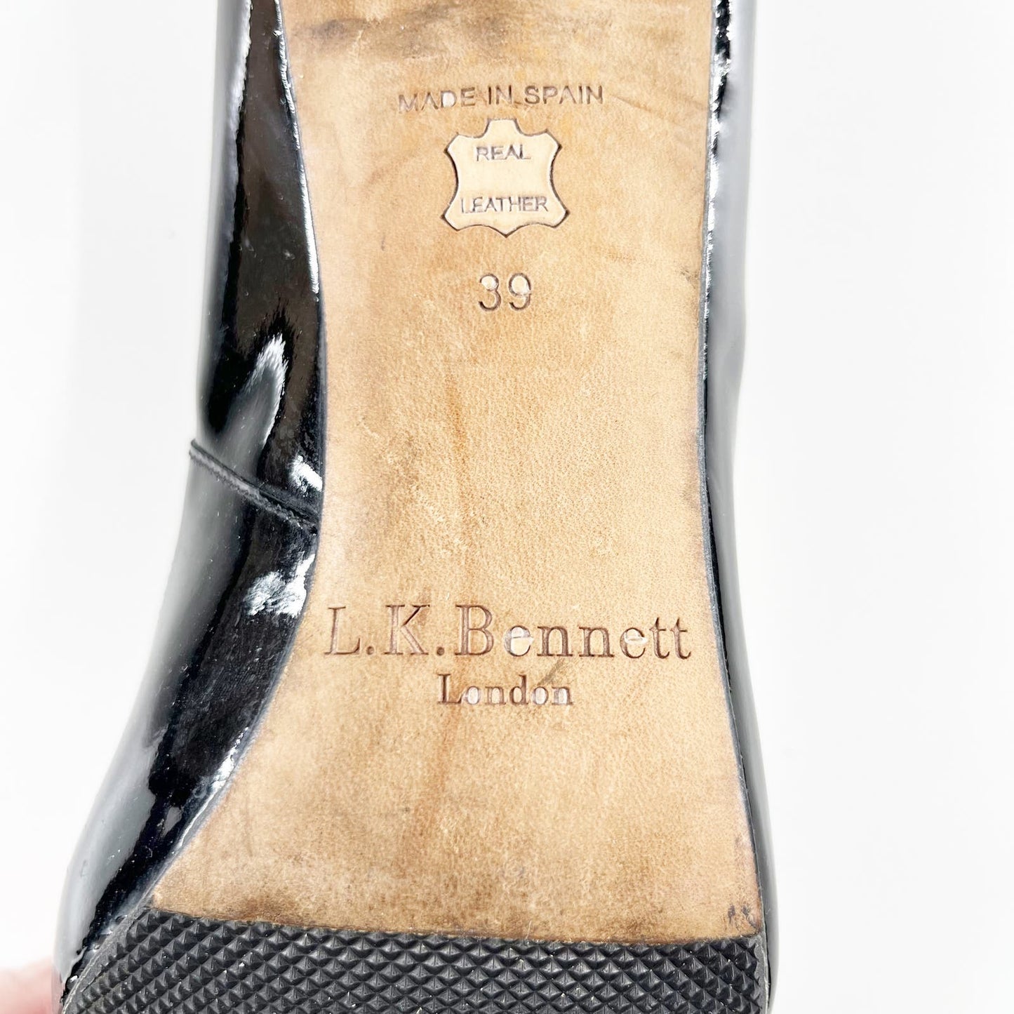 L.K. Bennett Patent Stilletto Pump Heels Black 39 / 9